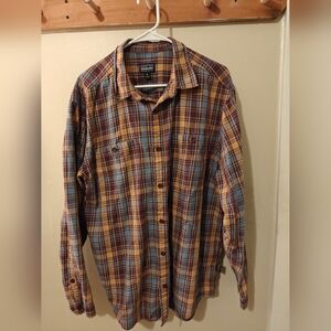 Patagonia Men's Long-Sleeved Pima Cotton Shirt XL - Yellow Brown Blue Plaid